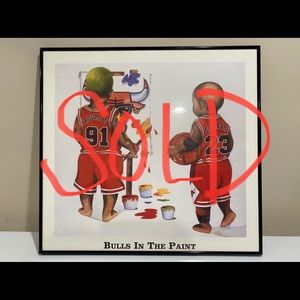 SOLD!!!! Bulls in the paint vintage poster framed